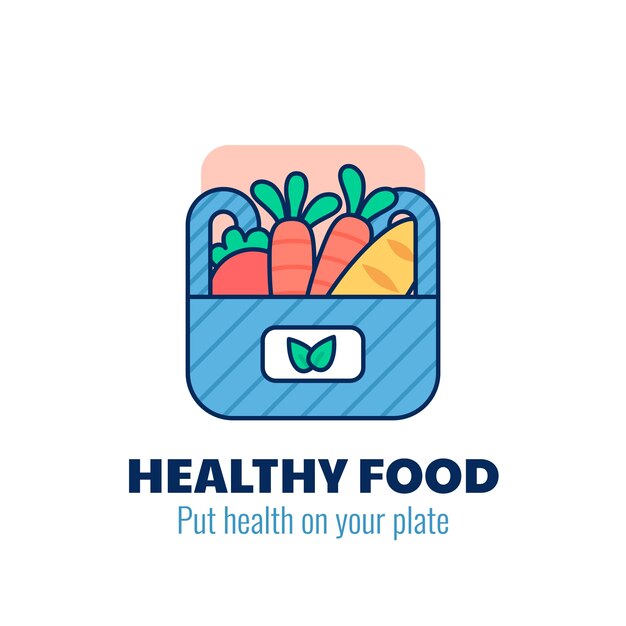 Logo comida sana dibujado a mano