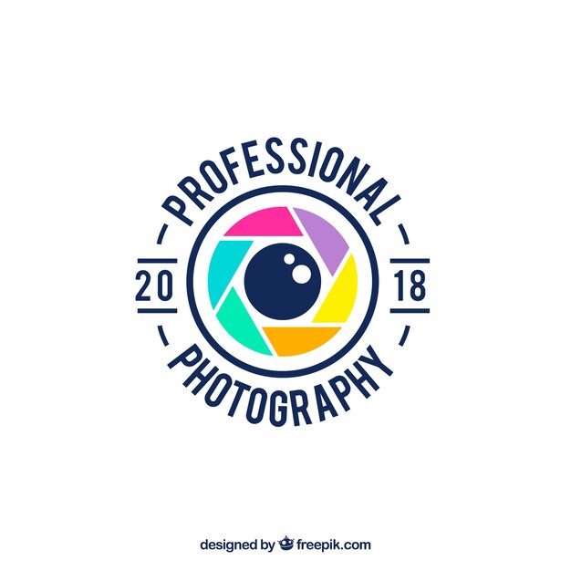 Logo de diafragma de fotografía en colores