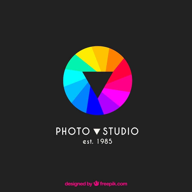 Vector gratuito logo de diafragma de fotografía en colores