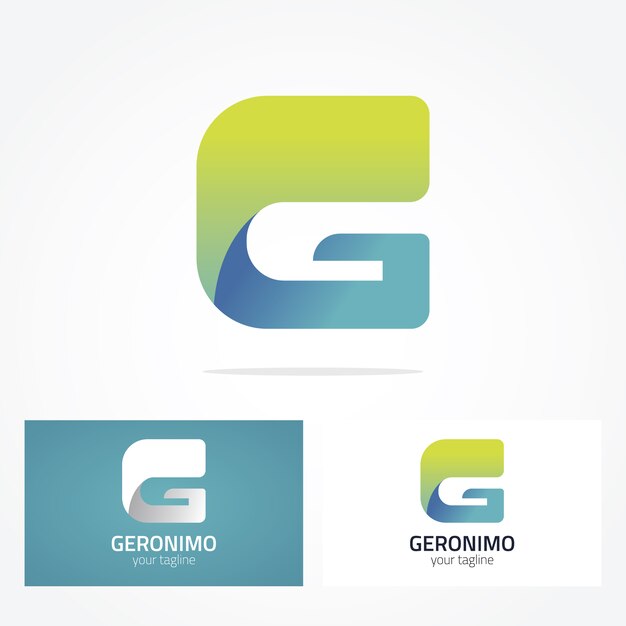 Logo con diseño de letra g en verde y azul