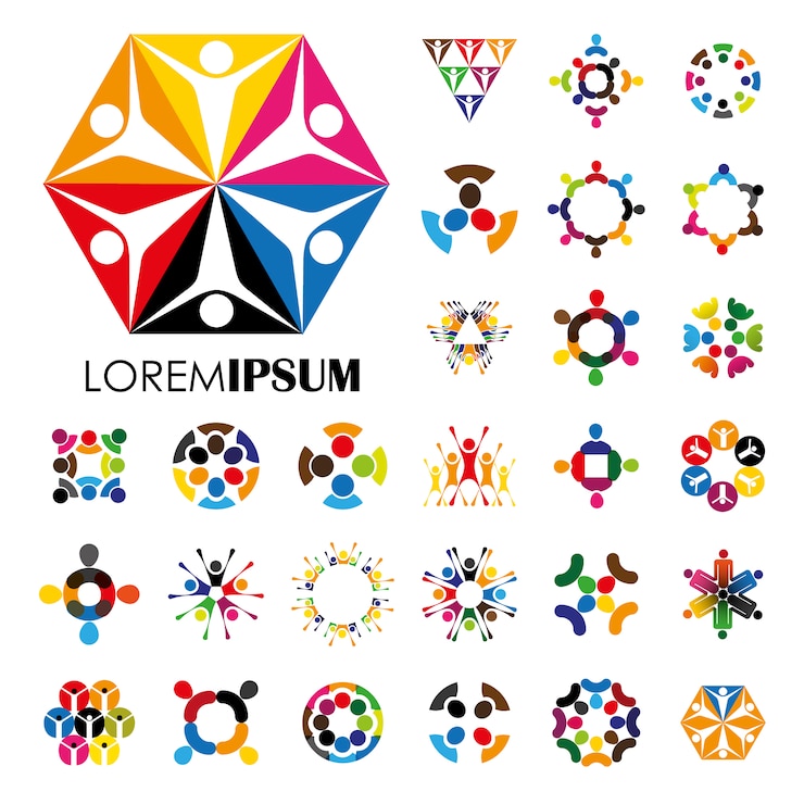 Vector gratuito logo con diseño multicolor