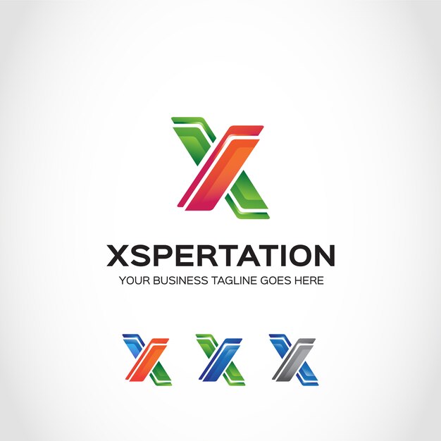 Logo con diseño de x en verde y naranja