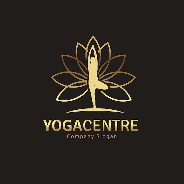 Vector gratuito logo dorado con diseño de yoga