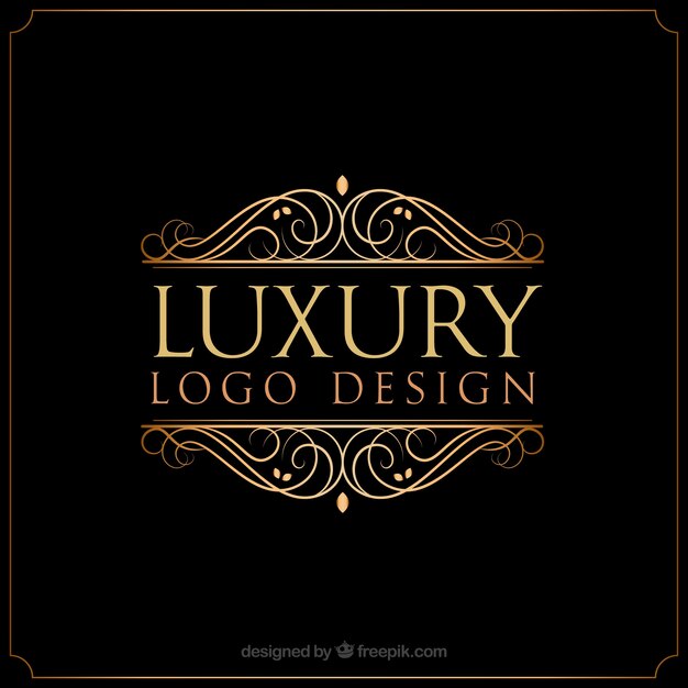 Logo dorado en estilo vintage y de lujo