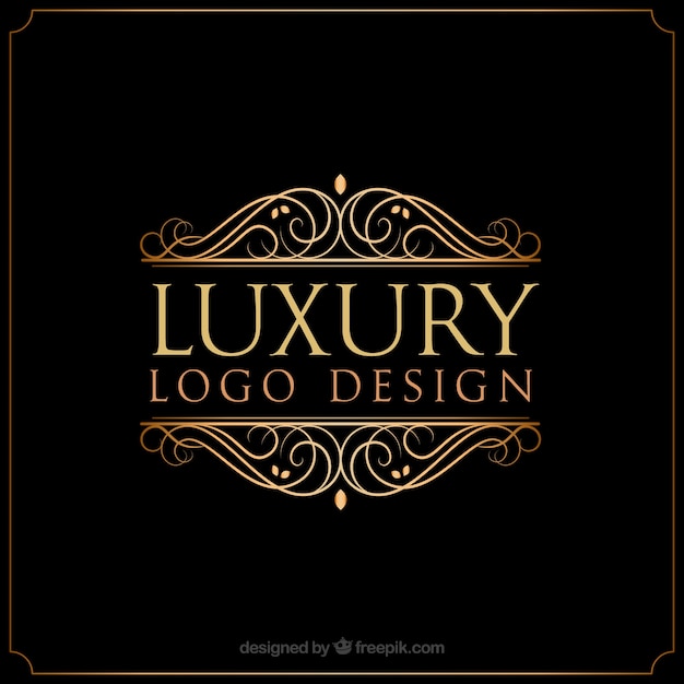 Logo dorado en estilo vintage y de lujo