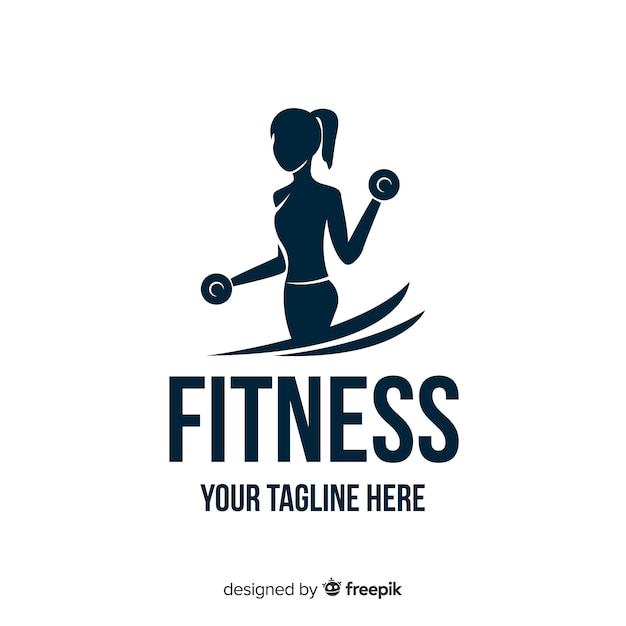 Logo fitness silueta chica diseño plano
