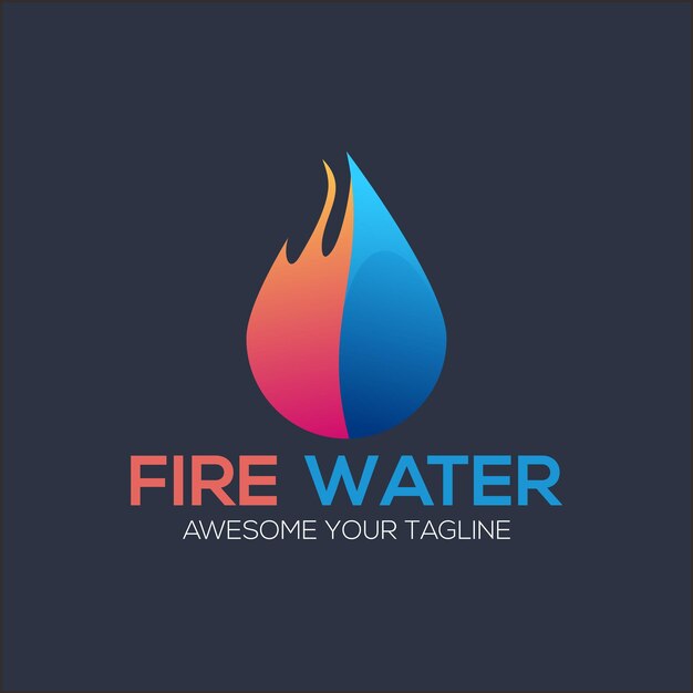 Logo ilustración agua fuego degradado estilo colorido
