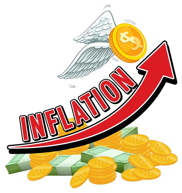 Logo de inflación con flecha subiendo