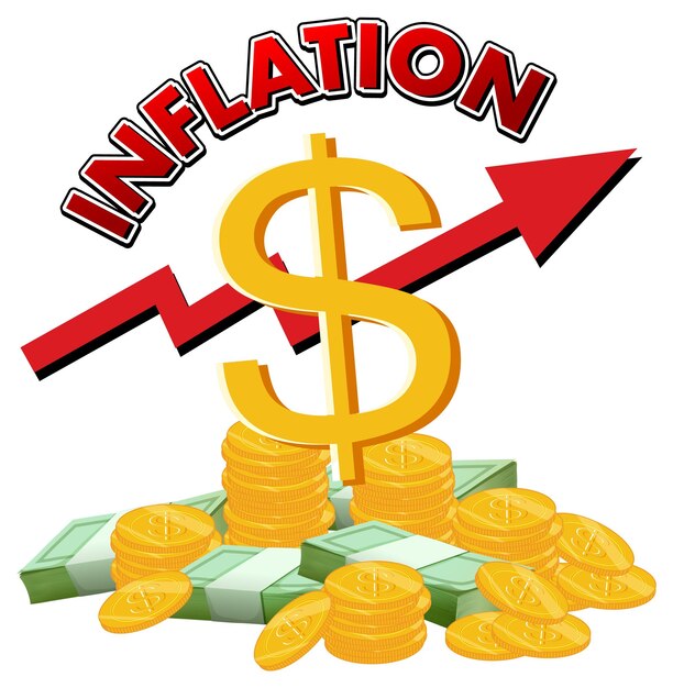 Logo de inflación con montón de dinero