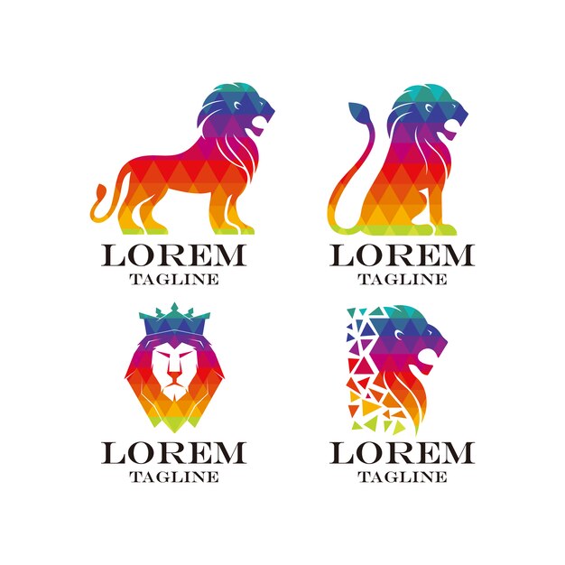 Logo de león multicolor