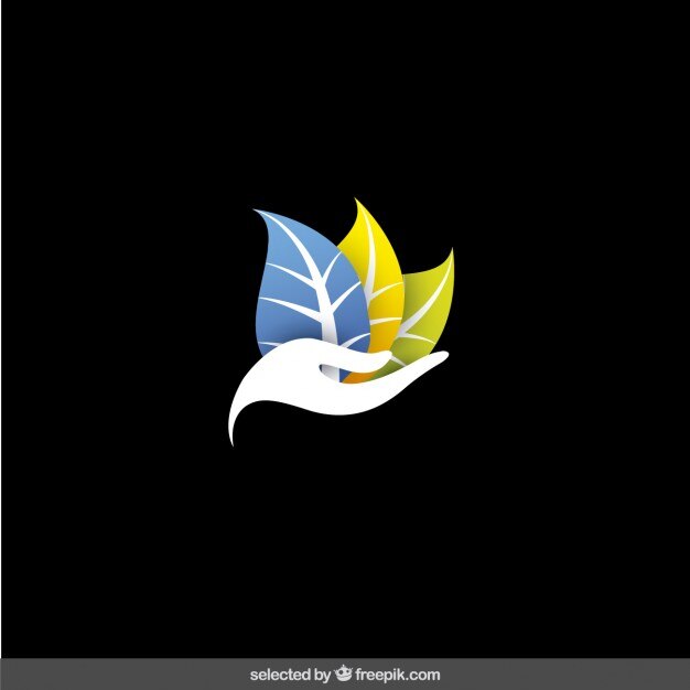 Logo de manos con tres hojas