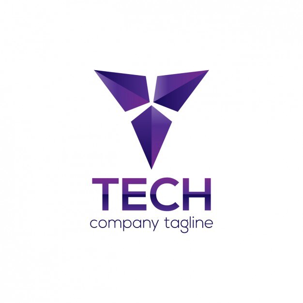 Logo morado abstracto y geométrico