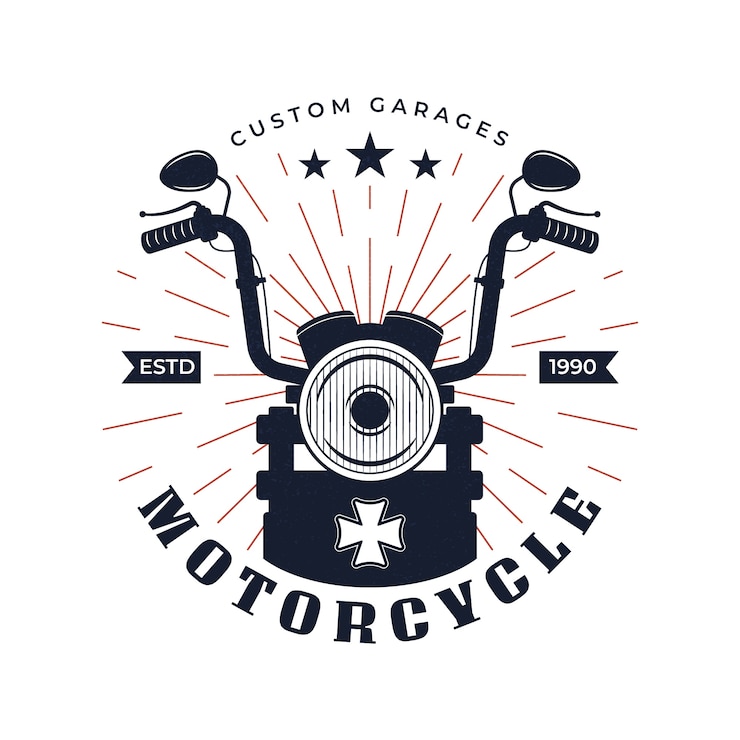 Vector gratuito logo de moto vintage dibujado a mano
