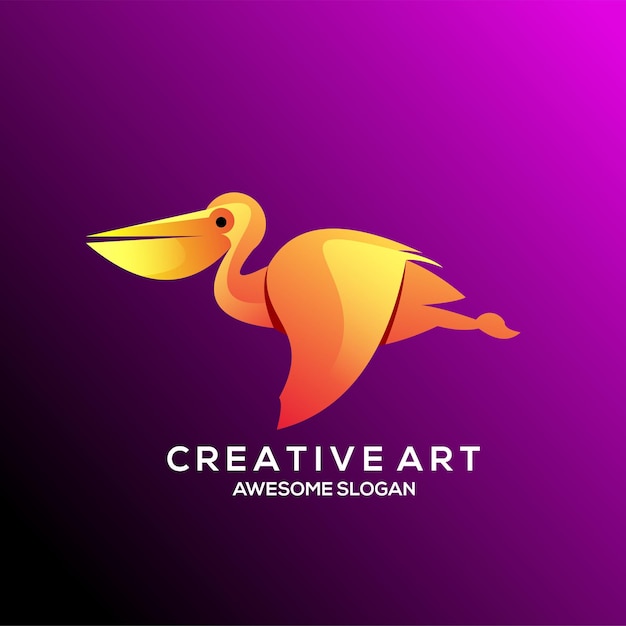 Vector gratuito logo pájaro pelícano degradado colorido diseño