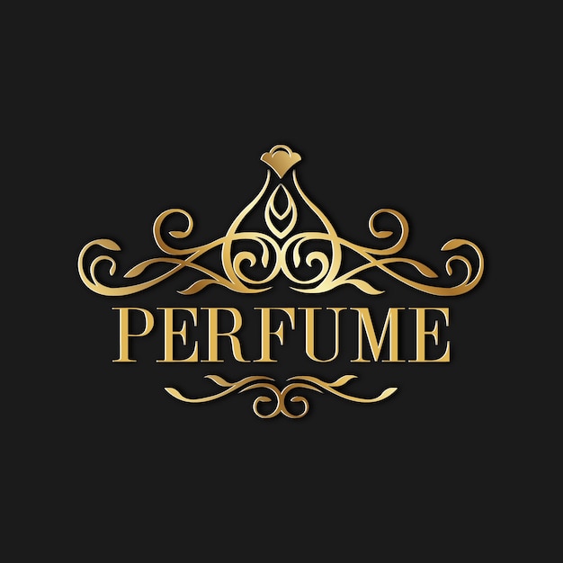 Logo de perfume de lujo con diseño dorado