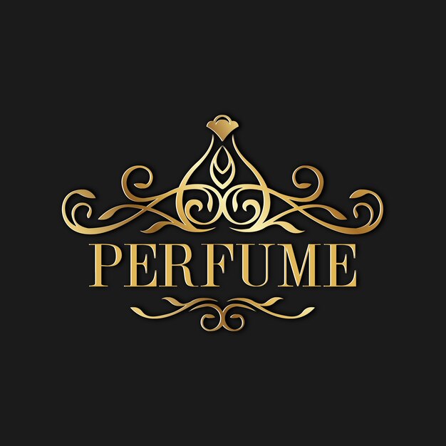 Logo de perfume de lujo con diseño dorado