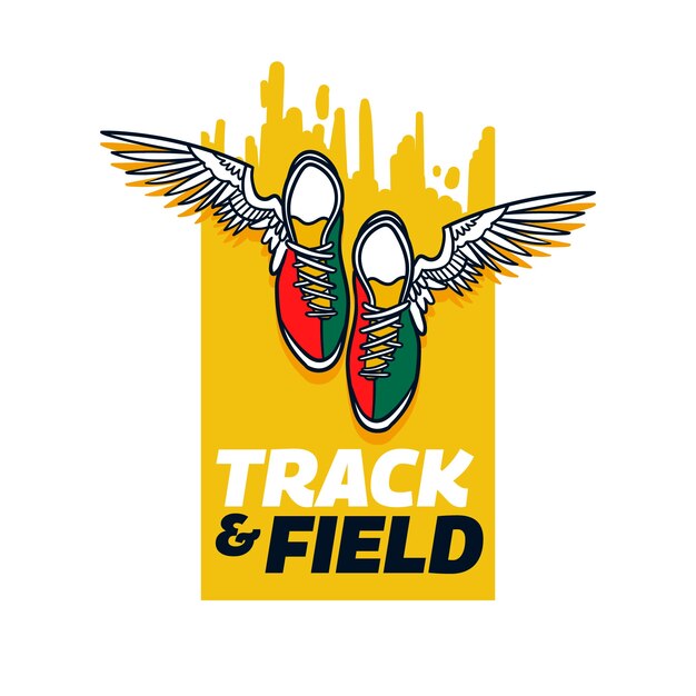 Logo de pista y campo dibujado a mano