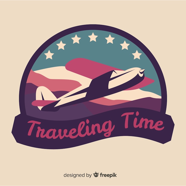 Vector gratuito logo plano vintage de viaje