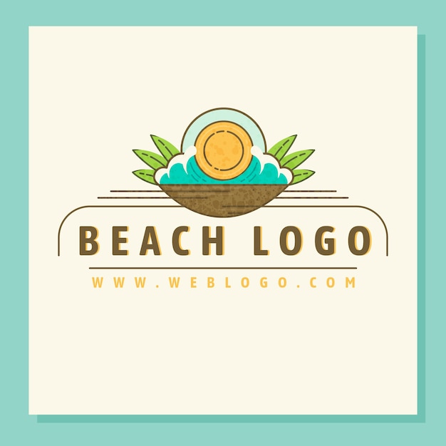 Vector gratuito logo de playa de diseño plano dibujado a mano