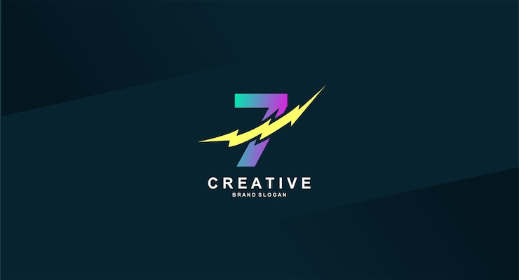 Vector gratuito un logo con un rayo y el número 7