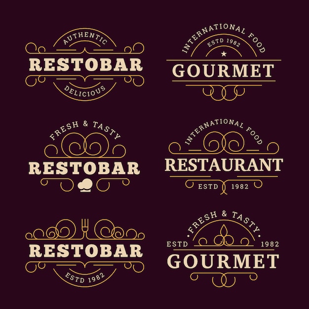 Vector gratuito logo de restaurante con diseño dorado