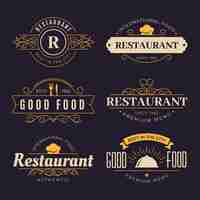 Vector gratuito logo de restaurante retro con diseño dorado