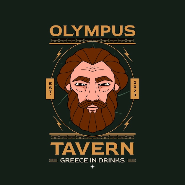 Logo de taberna griega dibujado a mano