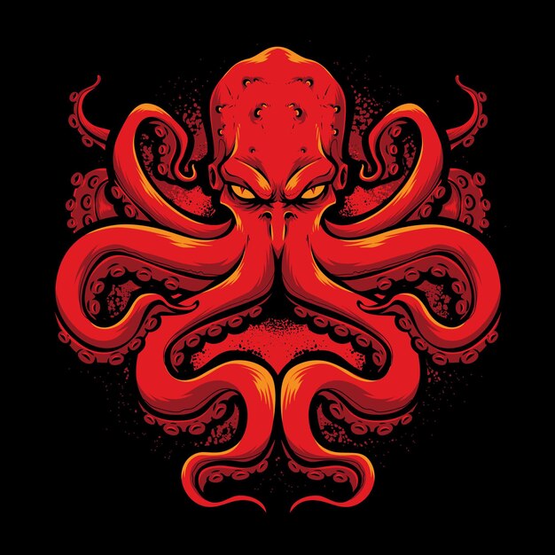 Logo de vector de pulpo rojo enojado