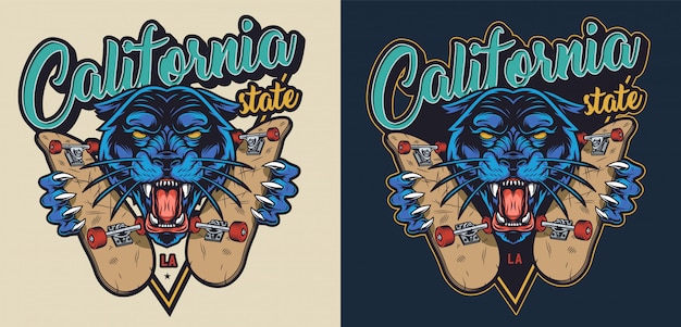 Vector gratuito logo vintage colorido skateboarding