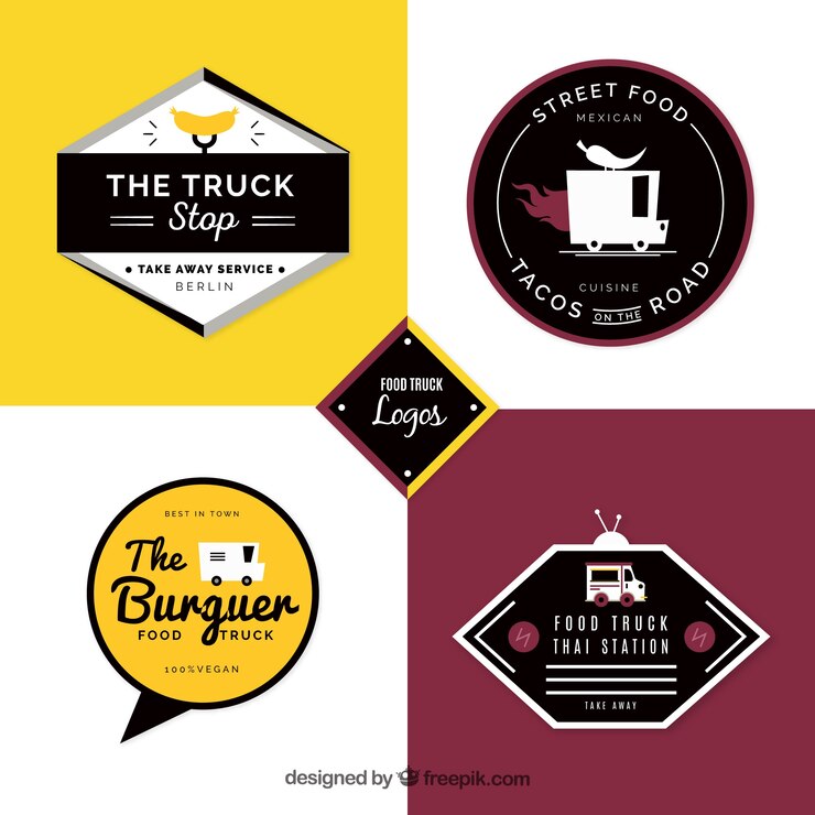 Vector gratuito logos de food truck con estilo moderno