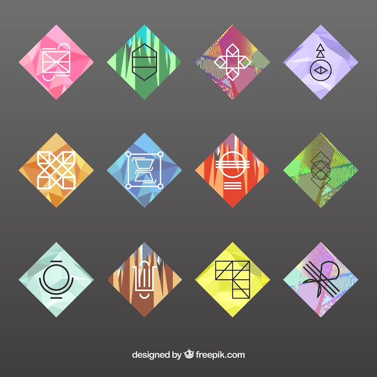 Vector gratuito logos geométricos de colores