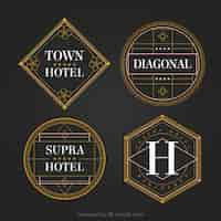 Vector gratuito logos de hoteles geométricos en un estilo vintage