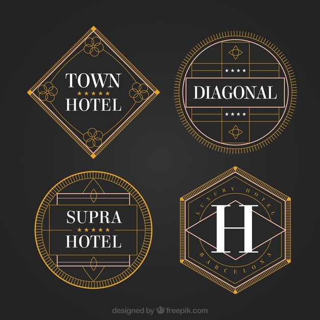 Logos de hoteles geométricos en un estilo vintage