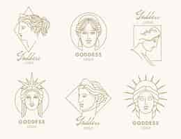 Vector gratuito logos lineales planos de diosa