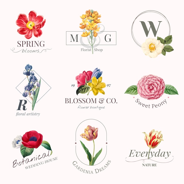 Vector gratuito logos de la marca flower