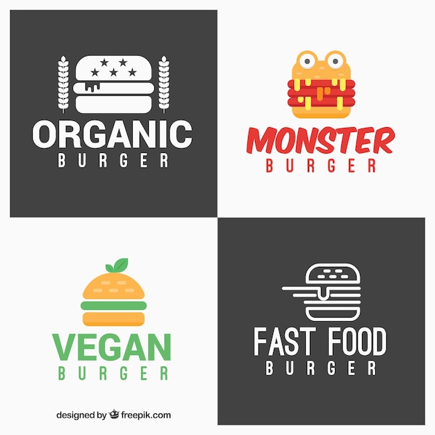 Vector gratuito logos modernos de hamburguersería