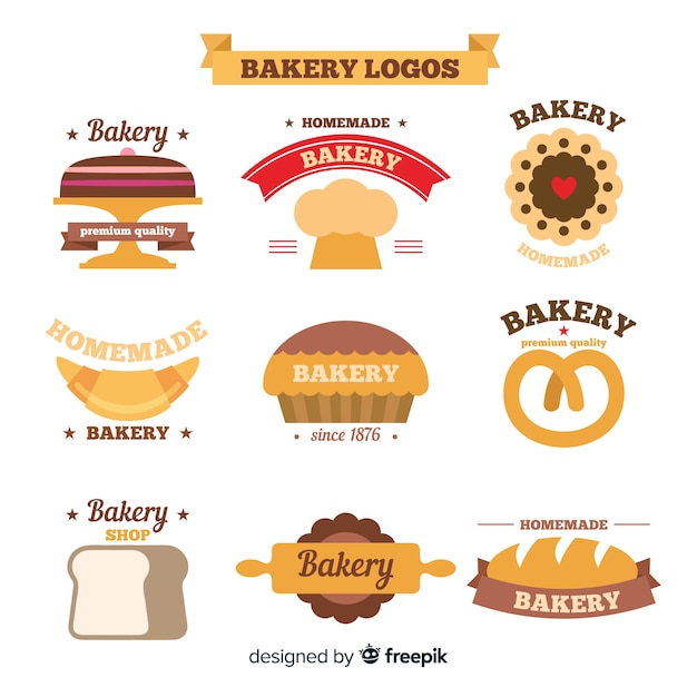 Logos de panadería en diseño plano