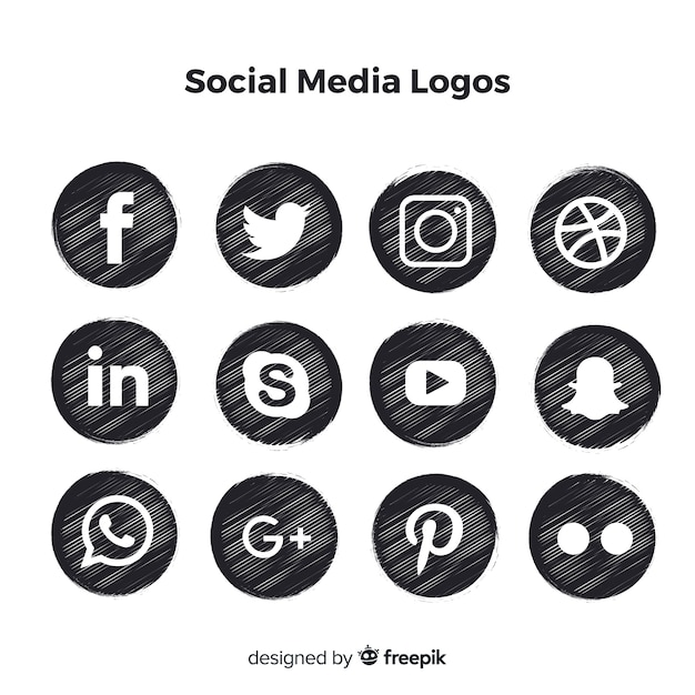 Logos de redes sociales en negro