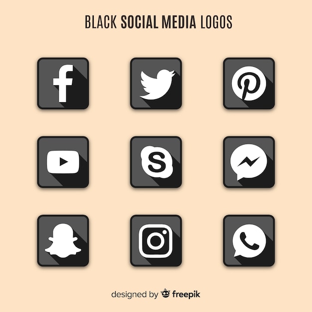 Vector gratuito logos de redes sociales en negro