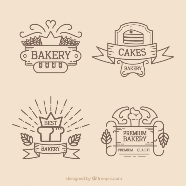 Vector gratuito logos trazados de panadería