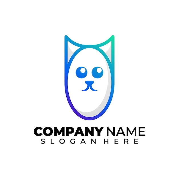 Logotipo abstracto de arte de línea de gato