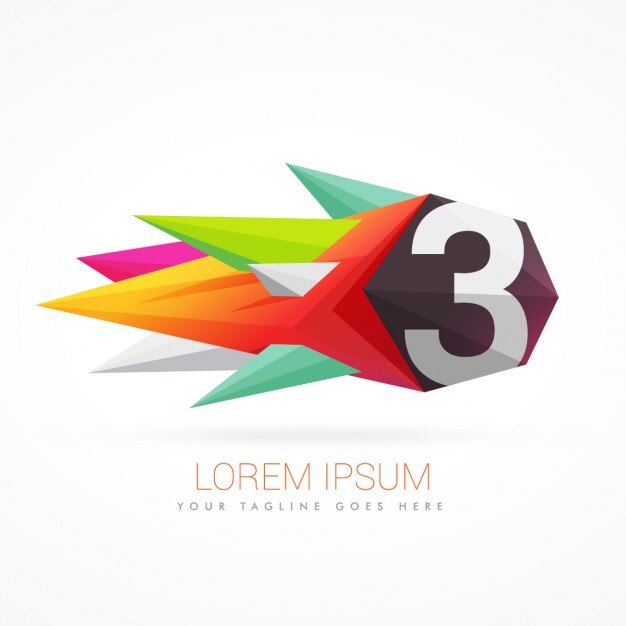 logotipo abstracto colorido con el número 3