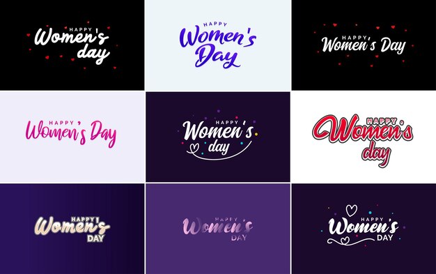 Logotipo abstracto del Día de la Mujer Feliz con la cara de una mujer y un diseño de logotipo vectorial de amor en tonos morados