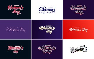 Vector gratuito logotipo abstracto del día de la mujer feliz con la cara de una mujer y un diseño vectorial de amor en colores rosa y negro