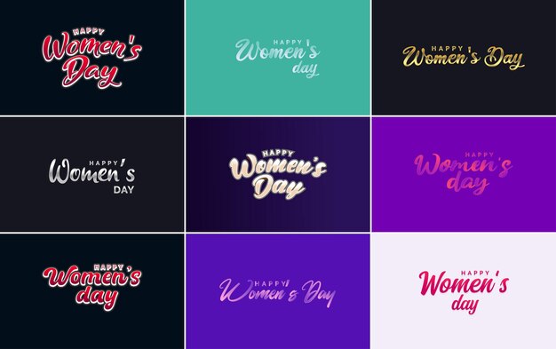Logotipo abstracto del Día de la Mujer Feliz con la cara de una mujer y un diseño vectorial de amor en colores rosa y negro