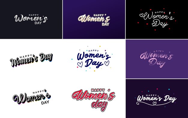 Logotipo abstracto del Día de la Mujer Feliz con la cara de una mujer y un diseño vectorial de amor en colores rosa y púrpura
