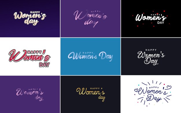 Logotipo abstracto del Día de la Mujer Feliz con la cara de una mujer y un diseño vectorial de amor en colores rosa y púrpura