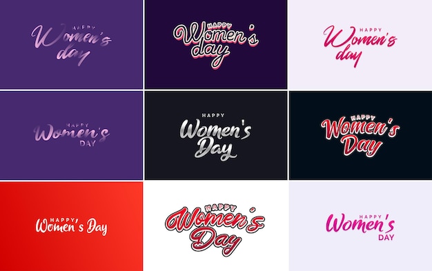 Vector gratuito logotipo abstracto del día de la mujer feliz con la cara de una mujer y un diseño vectorial de amor en colores rosa y púrpura