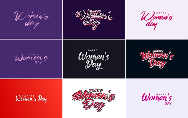 Logotipo abstracto del Día de la Mujer Feliz con la cara de una mujer y un diseño vectorial de amor en colores rosa y púrpura