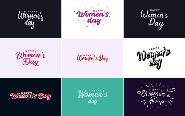 Logotipo abstracto del Día de la Mujer Feliz con un diseño de logotipo vectorial de cara y amor de mujer en colores rosa y negro